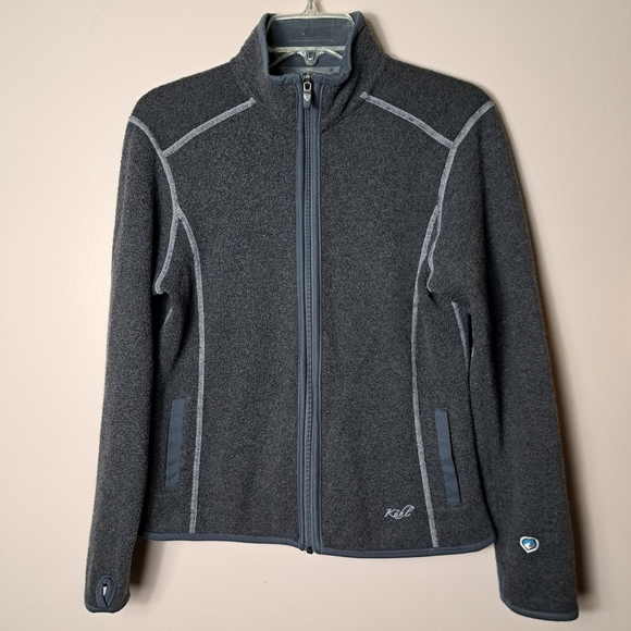 KUHL Women's Sz M "Alfpaca Fleece" Full Zip Gray Jacket w/ Thumb Holes & Pockets - Picture 2 of 12